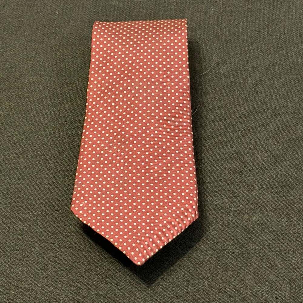 Harvé Benard Burgundy Red Polka Dot 100% Silk Tie